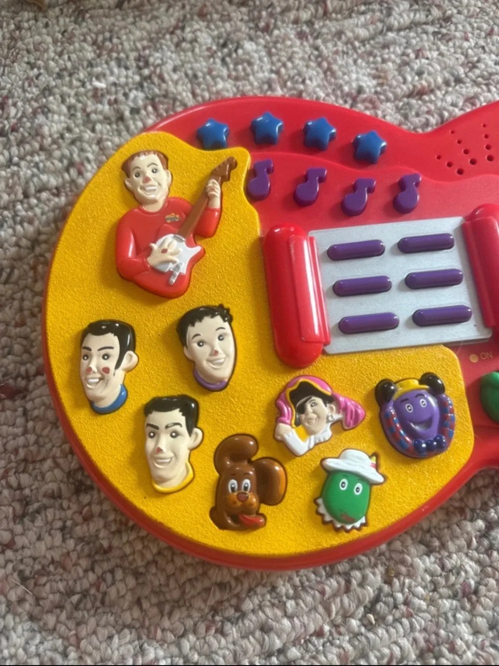 The Wiggles Vintage Red and Yellow Kids Musical Guitar Toy - Interactive Buttons